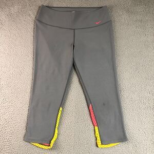 Nike Leggings Women Medium Gray‎ Capri Workout Dri-Fit Gym Logo Yoga Swoosh
